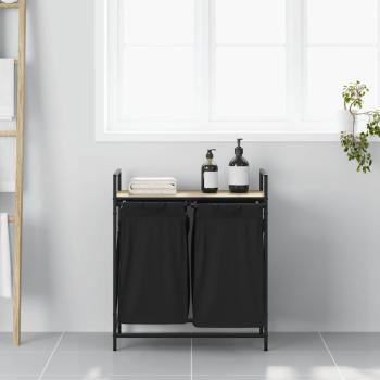 Wäschekorb 2 Fächer mit Ablage Sonoma-Eiche