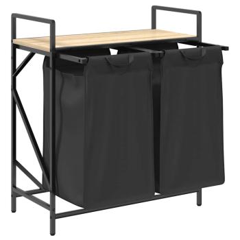 Wäschekorb 2 Fächer mit Ablage Sonoma-Eiche