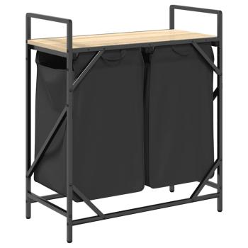 Wäschekorb 2 Fächer mit Ablage Sonoma-Eiche