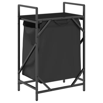 Wäschekorb 1 Fach mit Ablage Schwarz Eichen-Optik