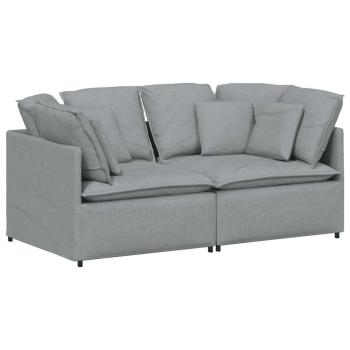 Modulares Sofa mit Kissen Stoff Hellgrau