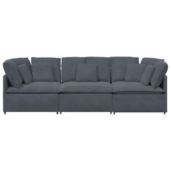 Modulares Sofa mit Kissen Samt Dunkelgrau