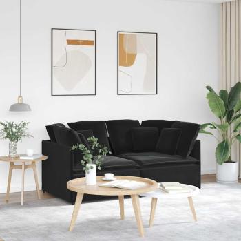 ARDEBO.de - Modulares Sofa mit Kissen Samt Schwarz