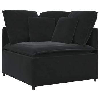 Modulares Sofa mit Kissen Samt Schwarz