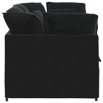 Modulares Sofa mit Kissen Samt Schwarz