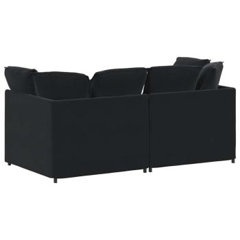 Modulares Sofa mit Kissen Samt Schwarz