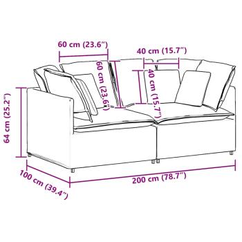 Modulares Sofa mit Kissen Samt Schwarz