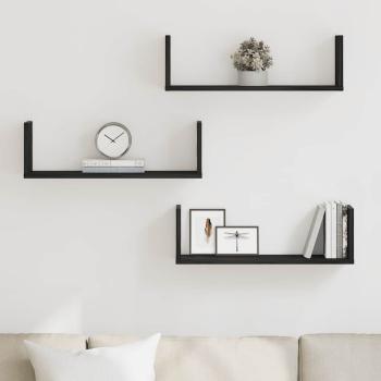 Wandregale 3 Stk. Schwarz Eichen-Optik 58x18x18cm Holzwerkstoff