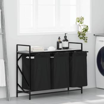 ARDEBO.de - Wäschekorb 3 Fächer mit Ablage Grau Sonoma