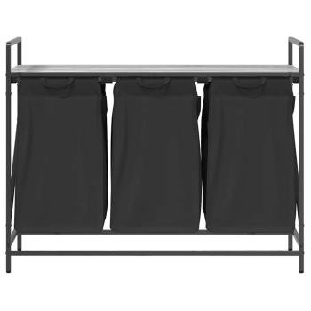 Wäschekorb 3 Fächer mit Ablage Grau Sonoma