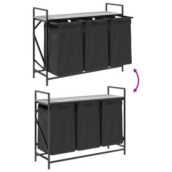 Wäschekorb 3 Fächer mit Ablage Grau Sonoma