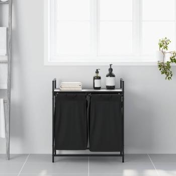 Wäschekorb 2 Fächer mit Ablage Grau Sonoma