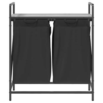 Wäschekorb 2 Fächer mit Ablage Grau Sonoma