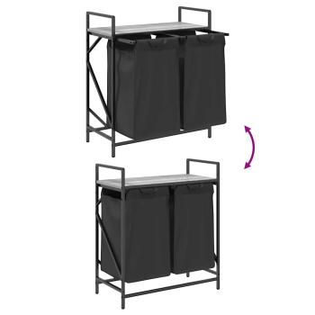 Wäschekorb 2 Fächer mit Ablage Grau Sonoma