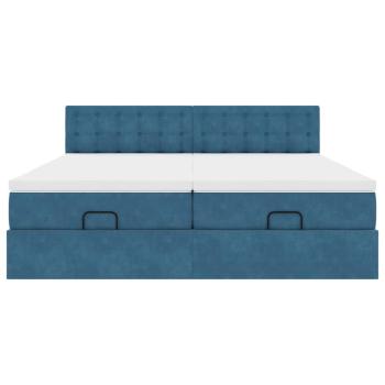 Ottoman-Bett mit Matratzen & LEDs Dunkelblau 160x200 cm Samt