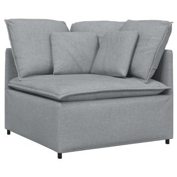 Modulares Sofa mit Kissen Stoff Hellgrau
