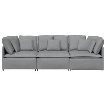 Modulares Sofa mit Kissen Stoff Hellgrau