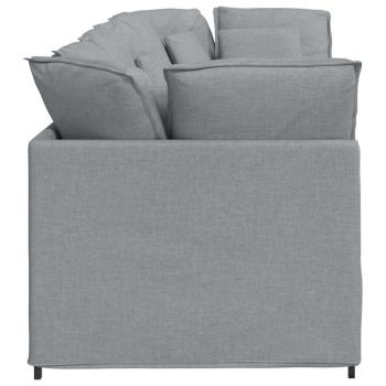 Modulares Sofa mit Kissen Stoff Hellgrau