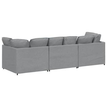 Modulares Sofa mit Kissen Stoff Hellgrau