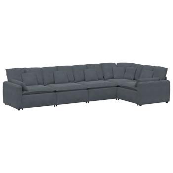 Modulares Sofa mit Kissen Samt Dunkelgrau