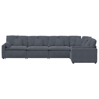 Modulares Sofa mit Kissen Samt Dunkelgrau