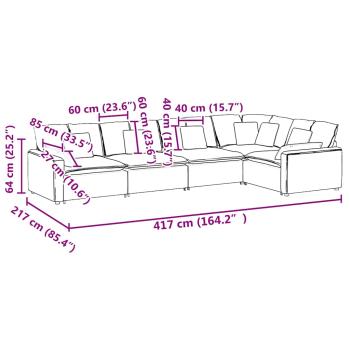 Modulares Sofa mit Kissen Samt Dunkelgrau