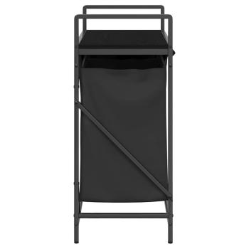 Wäschekorb 2 Fächer mit Ablage Schwarz Eichen-Optik