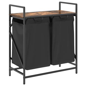 Wäschekorb 2 Fächer mit Ablage Räuchereiche