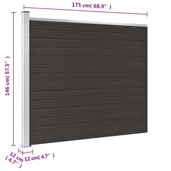 Zaunelement WPC 175x146 cm Schwarz