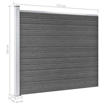 Zaunelement Set WPC 353x146 cm Schwarz