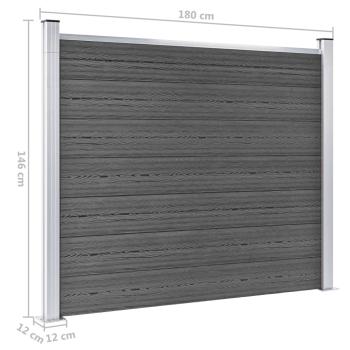 Zaunelement Set WPC 353x146 cm Schwarz