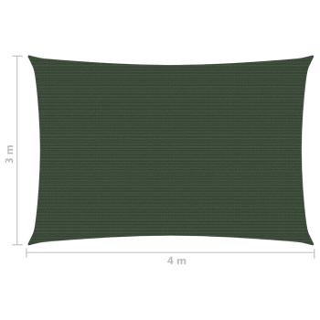 Sonnensegel 160 g/m² Dunkelgrün 3x4 m HDPE