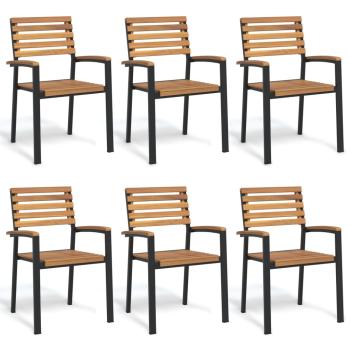 ARDEBO.de - Stapelbare Gartenstühle 6 Stk. Massivholz Akazie und Metall