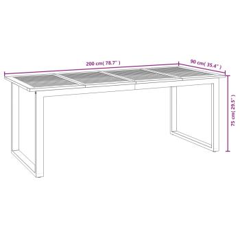 Gartentisch mit Beinen in U-Form 200x90x75 cm Massivholz Akazie