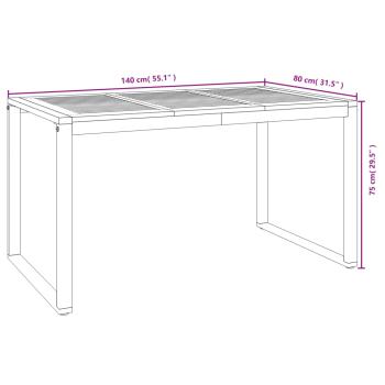 Gartentisch mit Beinen in U-Form 140×80×75 cm Massivholz Akazie