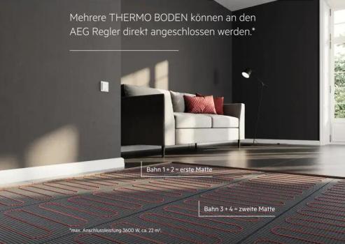 AEG elektrische Fußbodenheizung, Komplettset 8 m², 160 W/m², Basis Thermo Boden TBS TB 160/2 Set Plus, (205808)