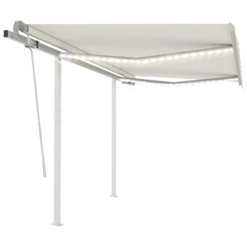 ARDEBO.de - Markise Manuell Einziehbar mit LED 3x2,5 m Creme