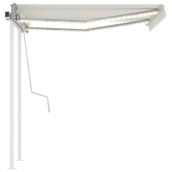 Markise Manuell Einziehbar mit LED 3x2,5 m Creme