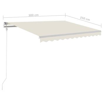 Markise Manuell Einziehbar mit LED 3x2,5 m Creme