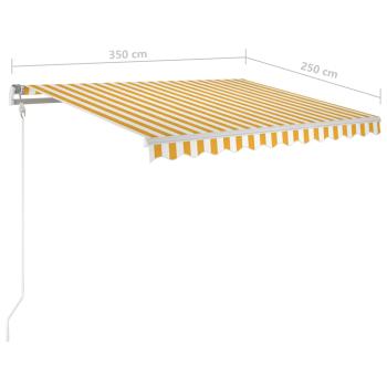 Markise Manuell Einziehbar mit LED 3,5x2,5 m Gelb & Weiß