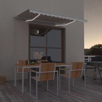 ARDEBO.de - Markise Manuell Einziehbar mit LED 300x250 cm Creme