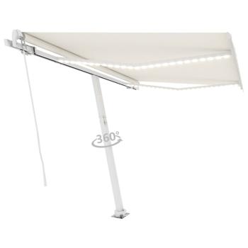 Markise Manuell Einziehbar mit LED 300x250 cm Creme