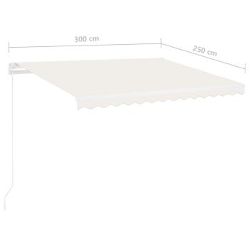 Markise Manuell Einziehbar mit LED 300x250 cm Creme