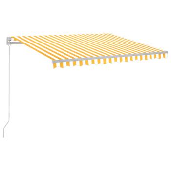 Markise Manuell Einziehbar mit LED 350x250 cm Gelb und Weiß