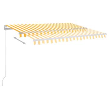 Markise Manuell Einziehbar mit LED 350x250 cm Gelb und Weiß