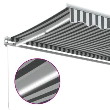 Markise mit LED-Beleuchtung Manuell Anthrazit & Weiß 450x300 cm