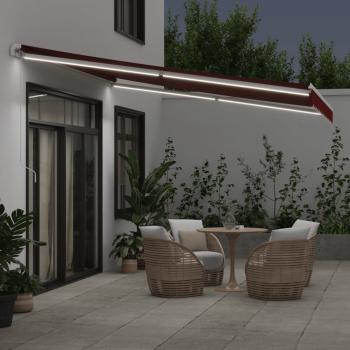 Markise Manuell mit LED Weinrot 400x350 cm