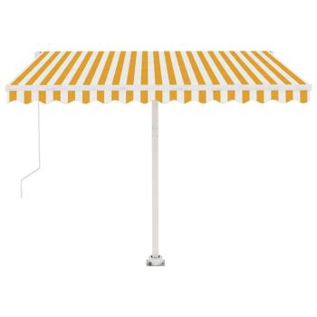 Markise Manuell Einziehbar mit LED 300x250 cm Gelb Weiß