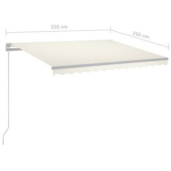 Markise Manuell Einziehbar mit LED 350x250 cm Creme