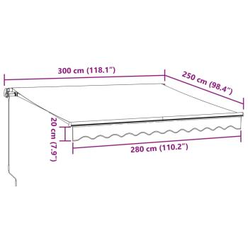 Markise mit LED-Beleuchtung Manuell Anthrazit & Weiß 300x250 cm